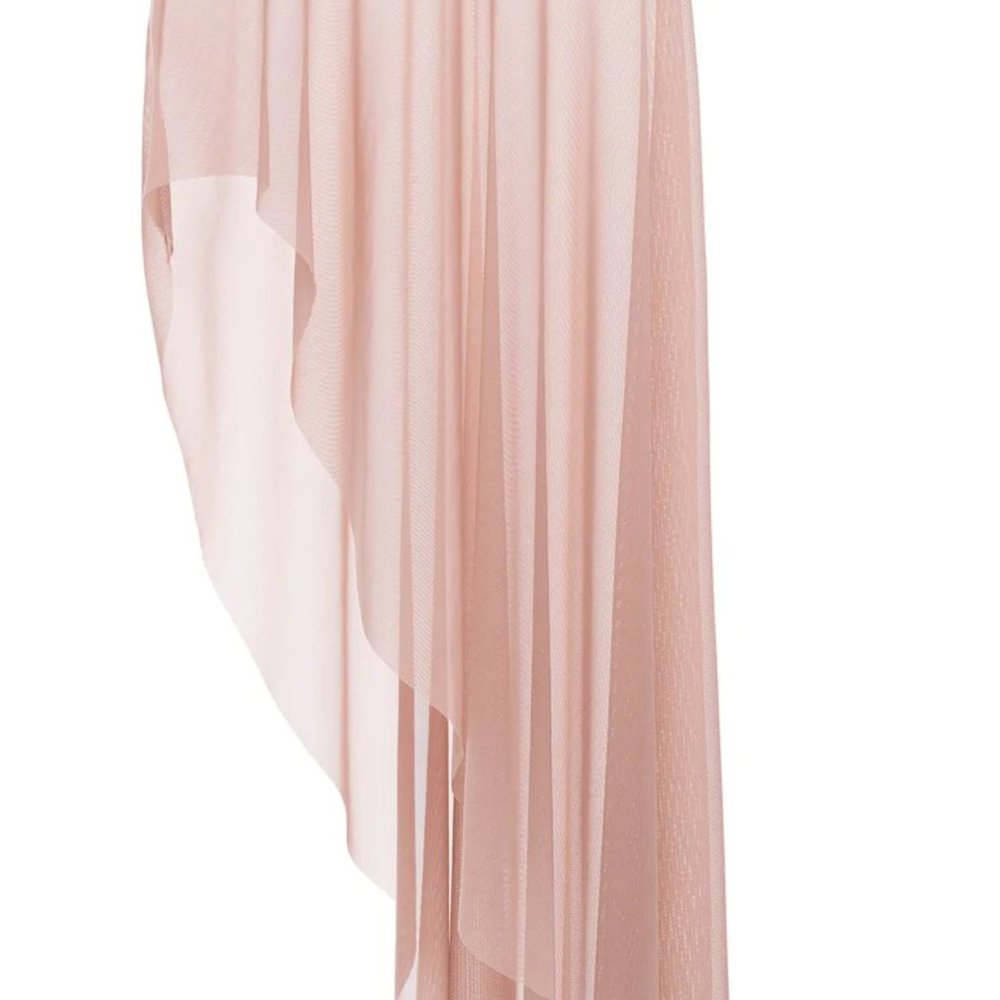 Elevé Dusty Rose Pink Asymmetrical Long Mesh Skirt - Adult Small